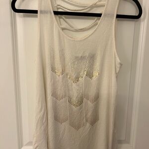 Women's Apt 9 Off White Tank Top with Gold Accents Size Medium
